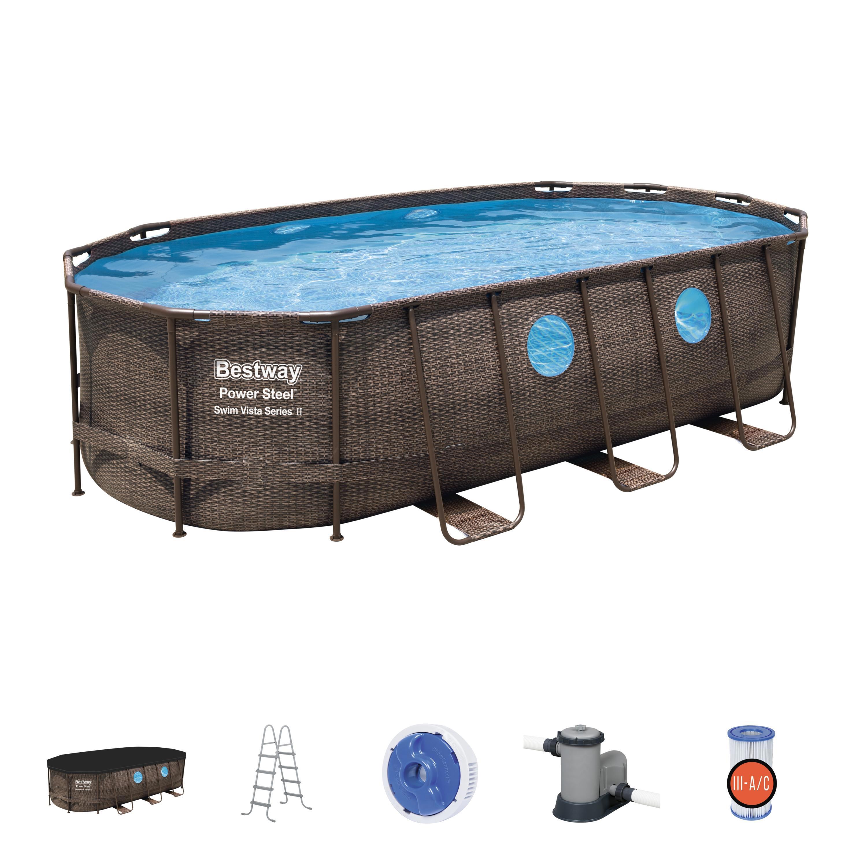 Изображение товара Бассейн каркасный Bestway Power Steel серый 549x274x122 см 13430 л