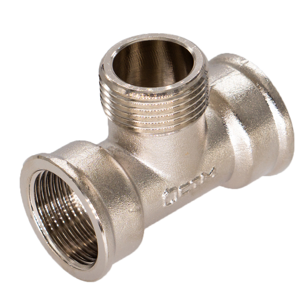 Изображение товара Тройник латунь 3/4x3/4x3/4" ВР-НР никелированный для трубопровода