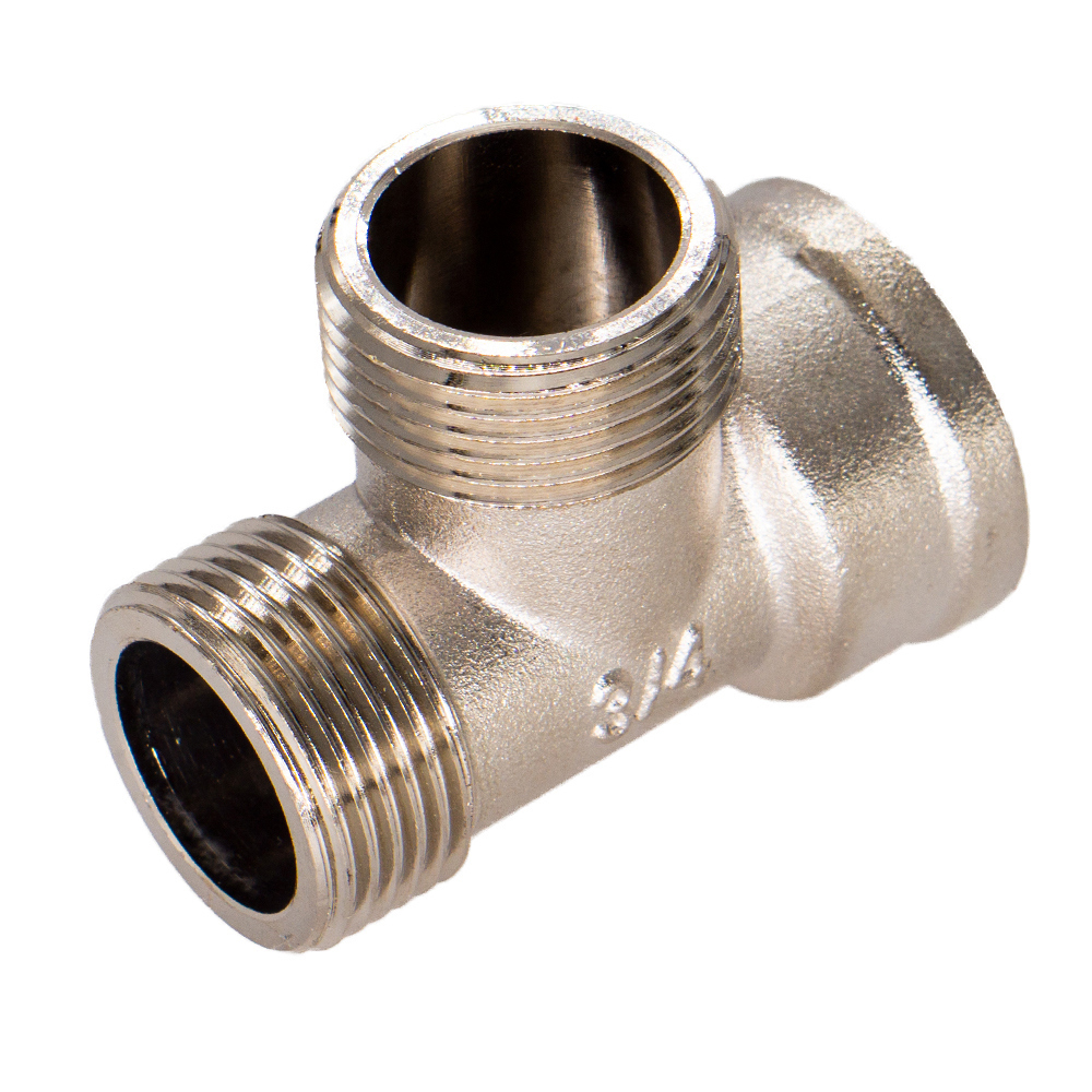 Изображение товара Тройник 1/2" латунь никелированный для систем водоснабжения 52 мм