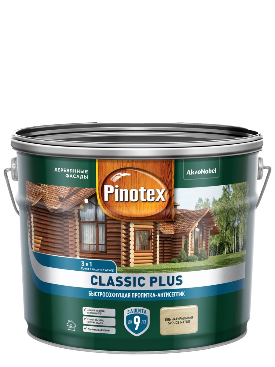 Изображение товара Пропитка древесины PINOTEX 0С 00025061 полуматовый ель 9 л