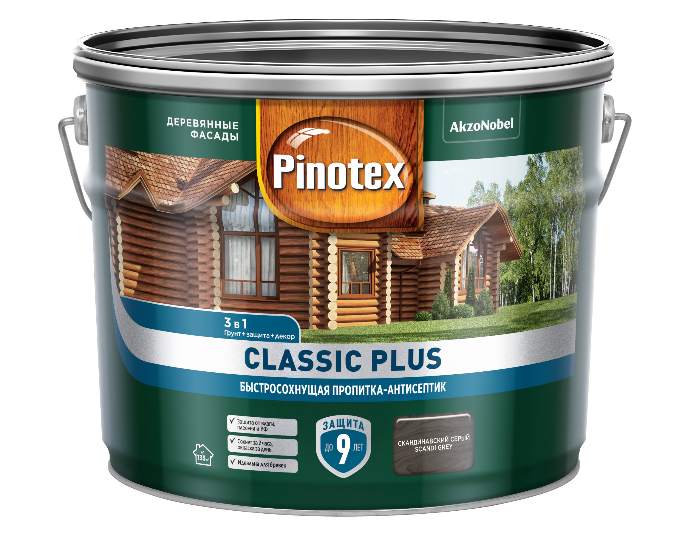 Изображение товара Пропитка древесины PINOTEX 0С 00025070 полуматовый серый 9 л