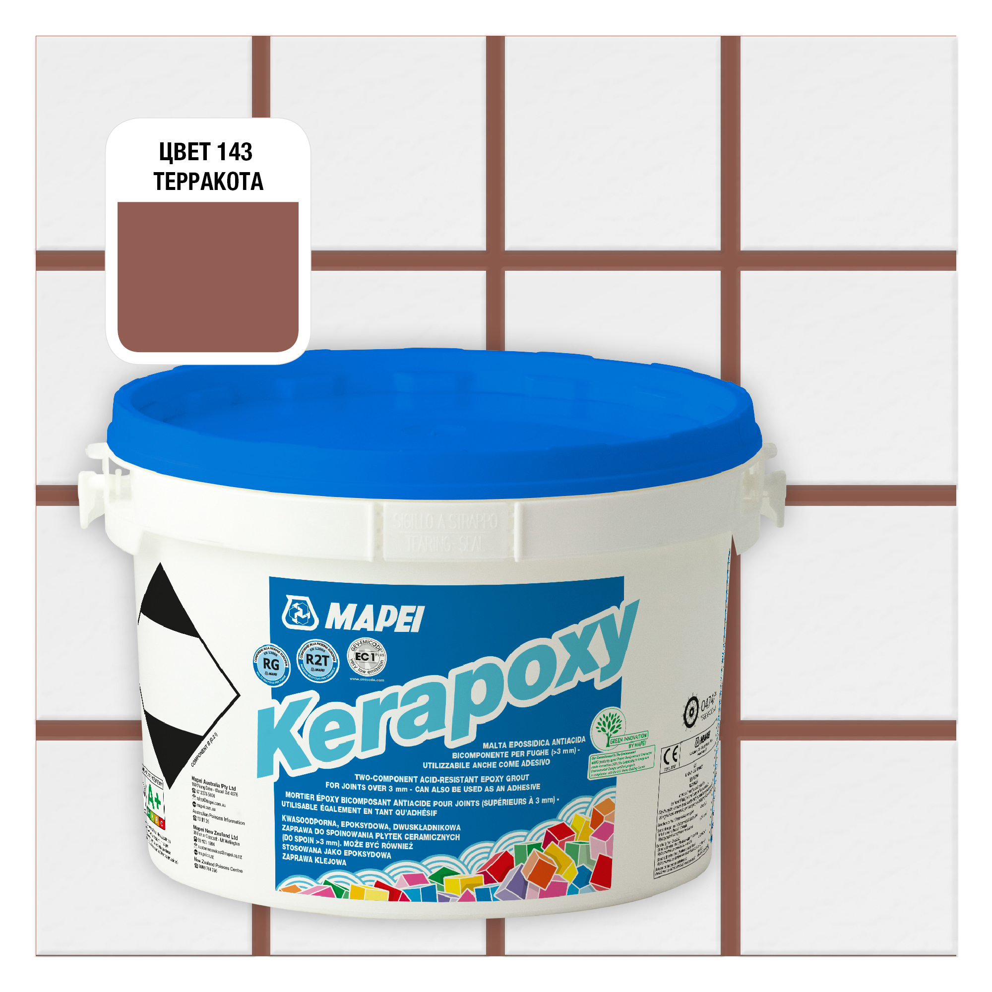 Изображение товара Эпоксидная затирка Mapei Kerapoxy 143 Терракотовый 2 кг идеальна для швов плитки
