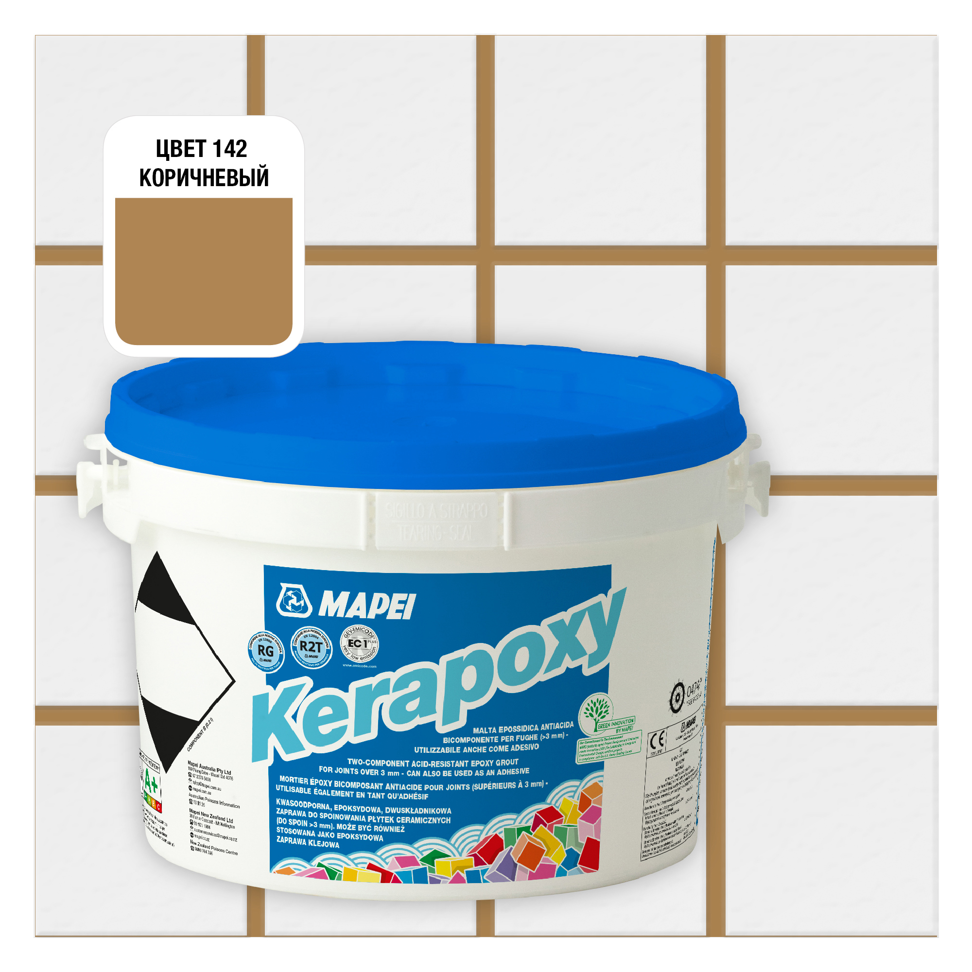 Изображение товара Эпоксидная затирка Mapei Kerapoxy 142 Коричневый 2 кг для плитки и мозаики
