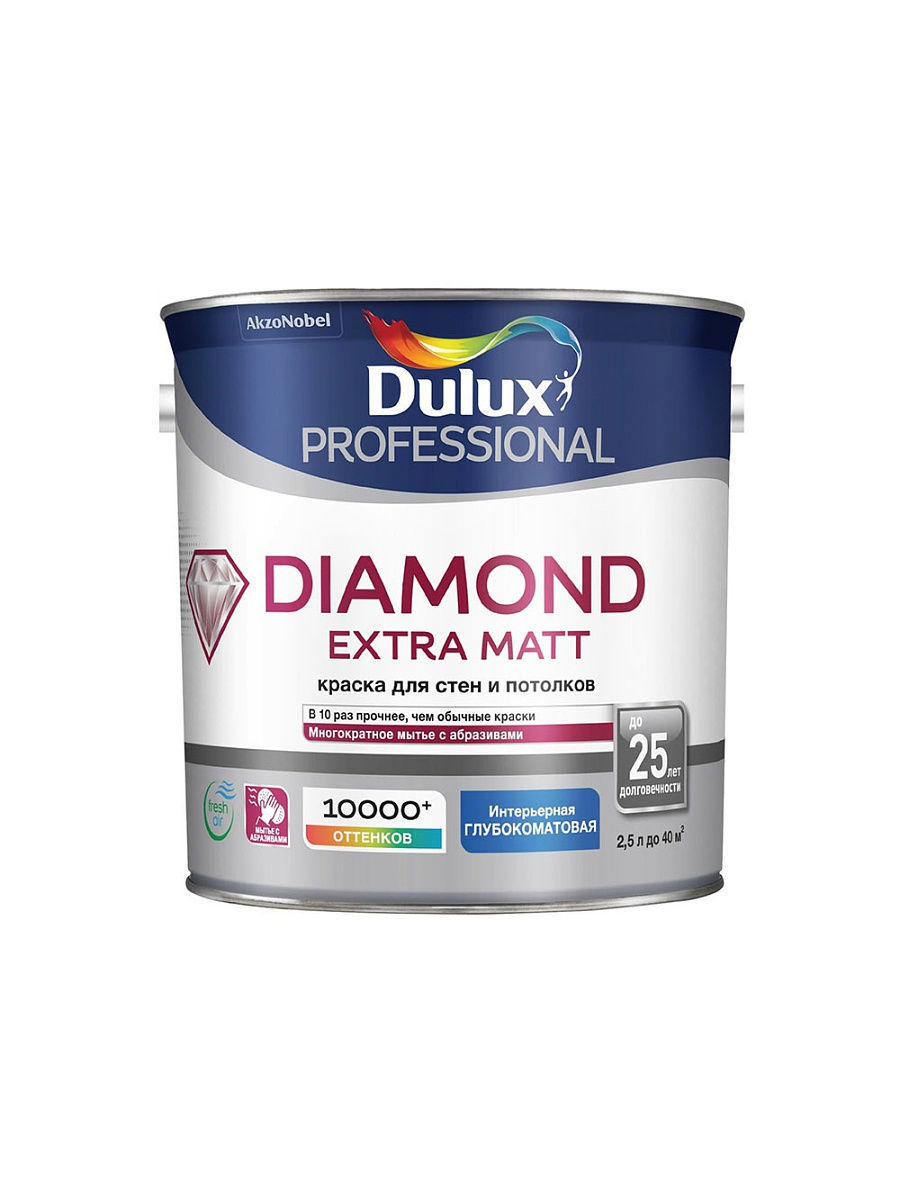 Изображение товара Краска DULUX Diamond Extra Matt 0С-00011264 цвет белый 2.5 л