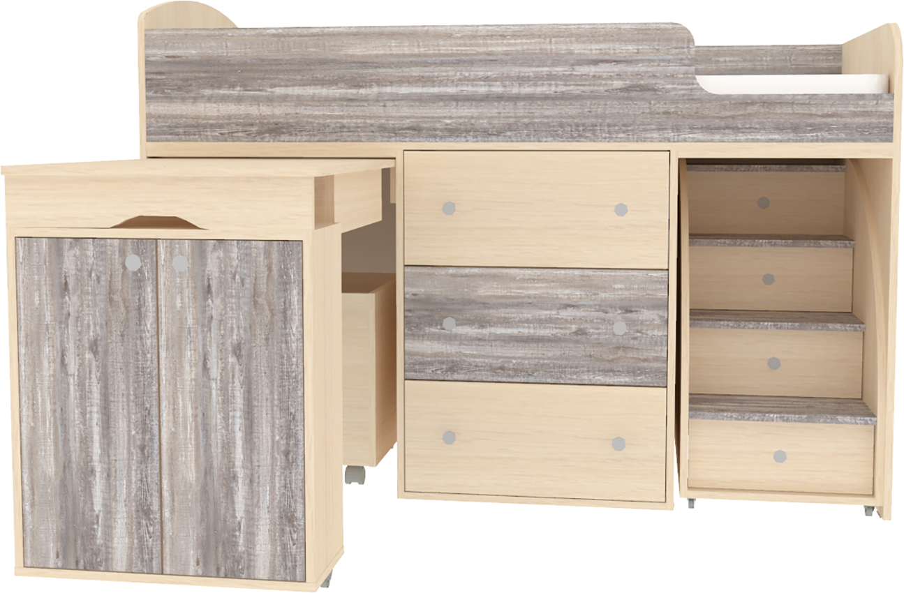 Изображение товара Кровать Кариви Малыш 70x160 см 2 яруса ЛДСП цвет бетон 00001-01-31-00