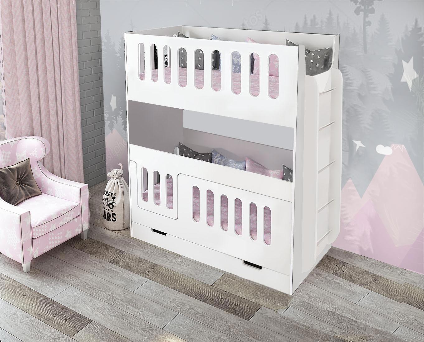 Изображение товара Двухъярусная кровать Кариви Сказочный Домик 178x191 см белый для детей