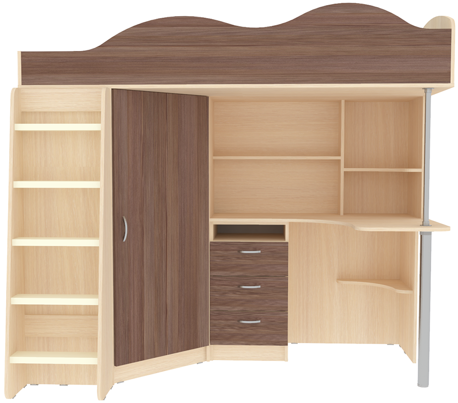 Изображение товара Кровать чердак Кариви Пионер 193x170 см ЛДСП темно-коричневая со столом и шкафом Изображение товара Кровать чердак Кариви Пионер 193x170 см ЛДСП темно-коричневая со столом и шкафом