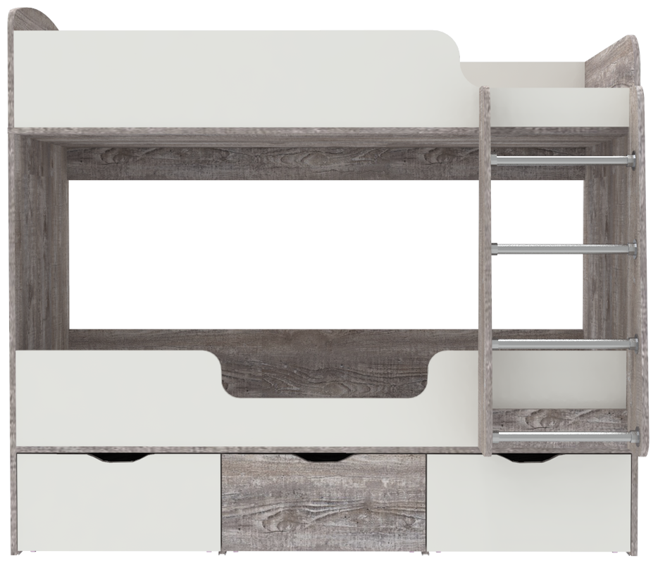 Изображение товара Двухъярусная кровать Кариви КИВи 163x145 см из ЛДСП белого цвета с ящиками