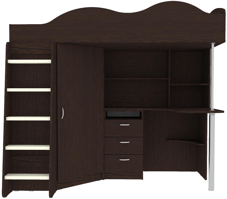 Изображение товара Кровать Кариви КИВи 193x170x88 см венге с рабочей зоной и стеллажами