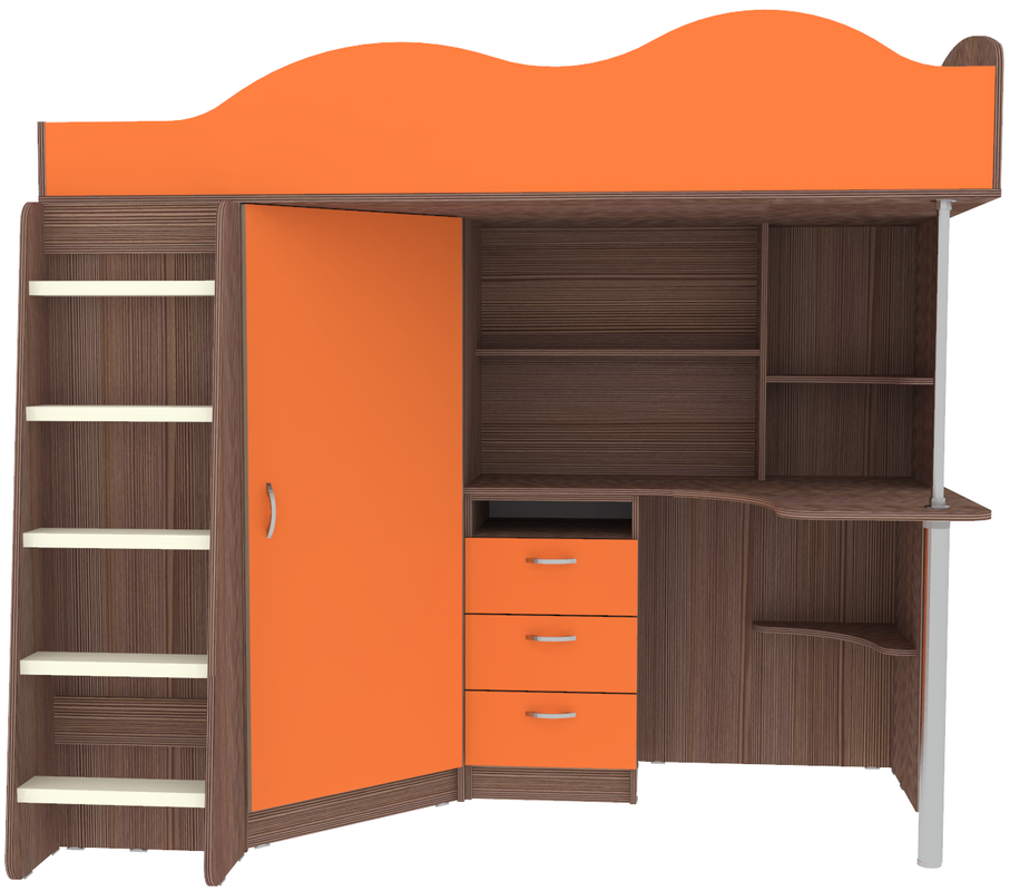 Изображение товара Кровать Кариви КИВи 193x170 см оранжевая с рабочей зоной