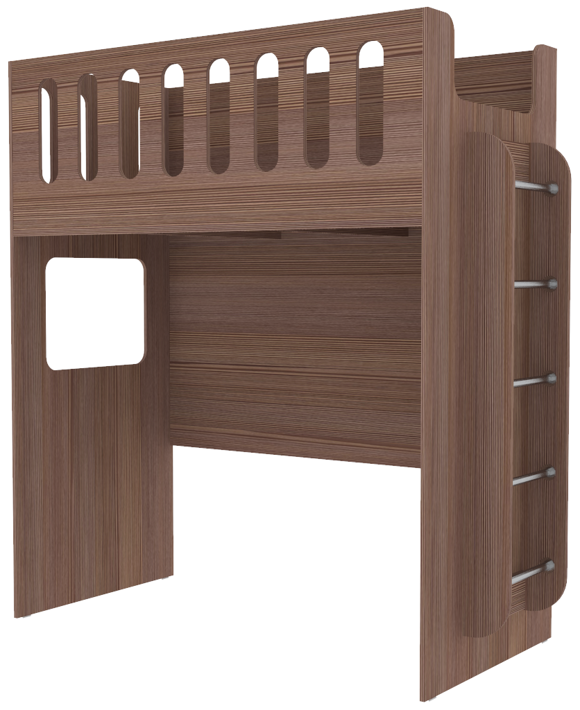 Изображение товара Детская двухъярусная кровать Кариви Сказочный Домик 178x191 см ЛДСП темно-коричневая