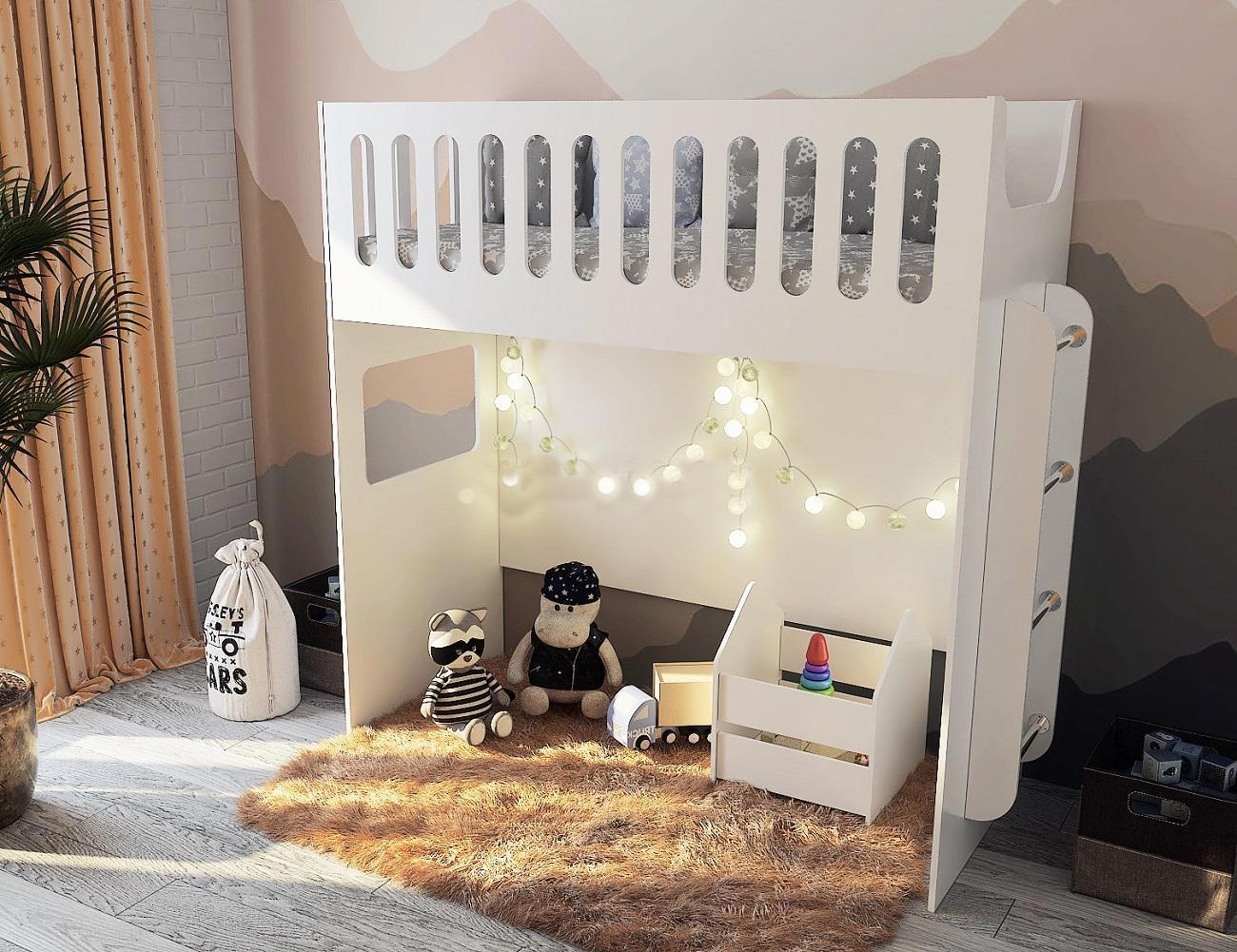 Изображение товара Кровать Кариви Сказочный Домик с нишей и лестницей