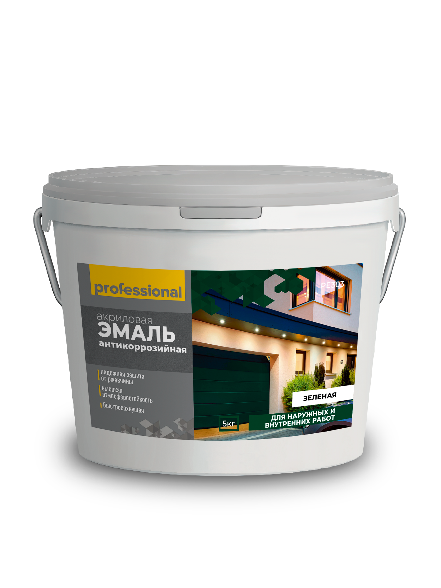 Изображение товара Эмаль акриловая ТМ professional 30451 цвет зеленый 5 кг