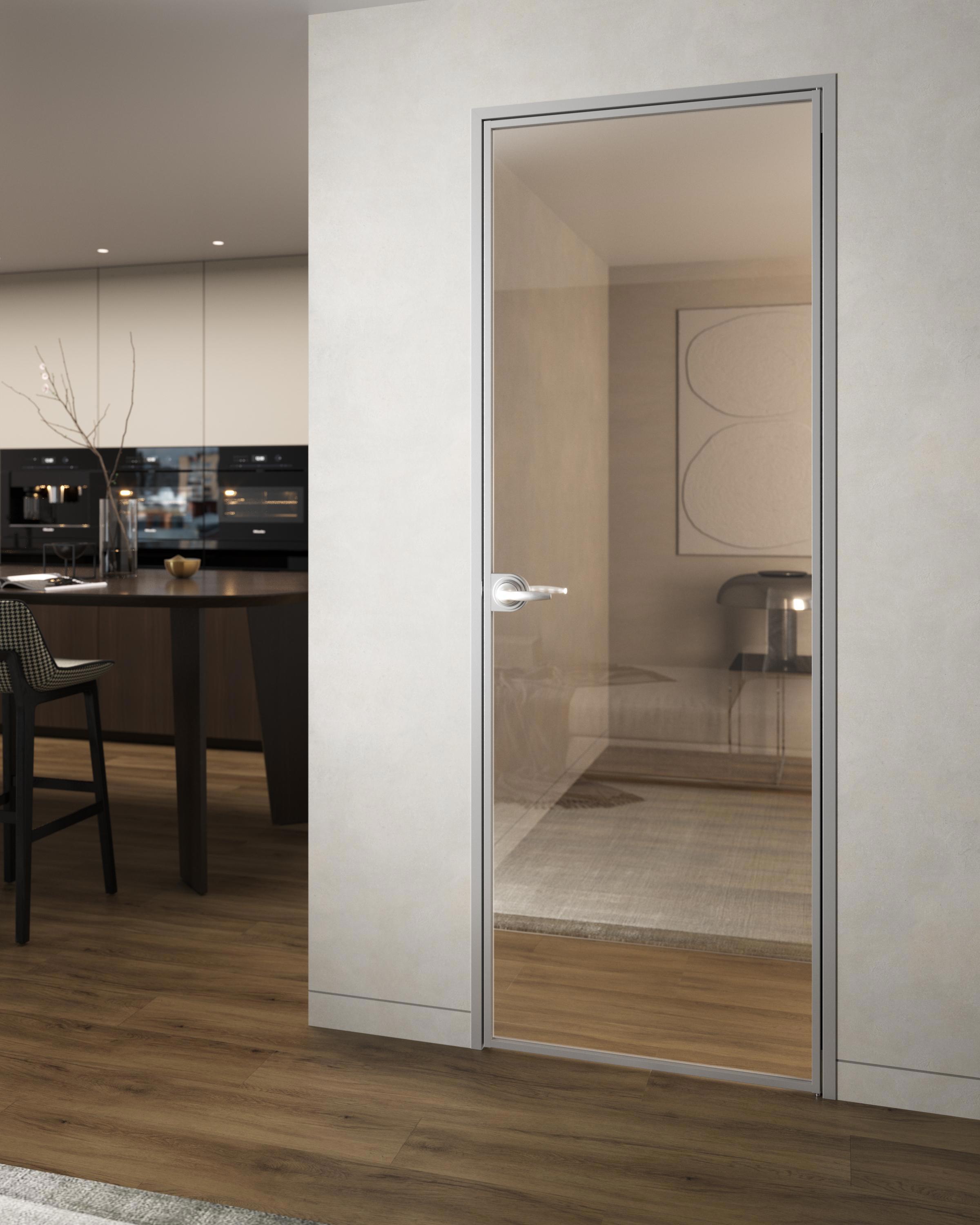 Изображение товара Дверь стеклянная GS Building Лофт левый 200x80см CPL цвет серый с замком и петлями