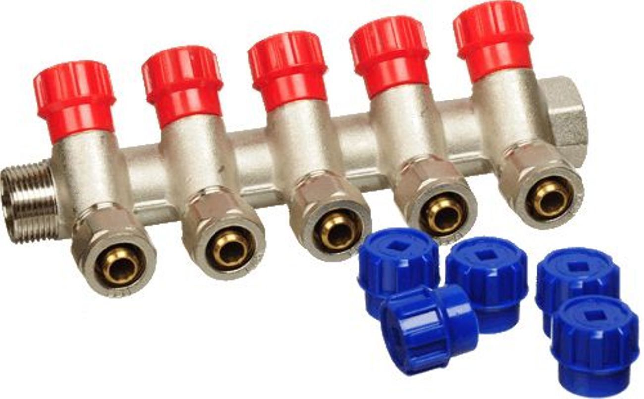 Изображение товара Коллектор Terma 3/4" гайка-штуцер на 5 кранов 16 мм конус