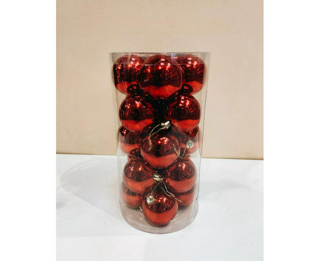 Изображение товара Набор елочных шаров China dans 60SV20-01RED, 20 шт, диаметр 6 см, красный пластик