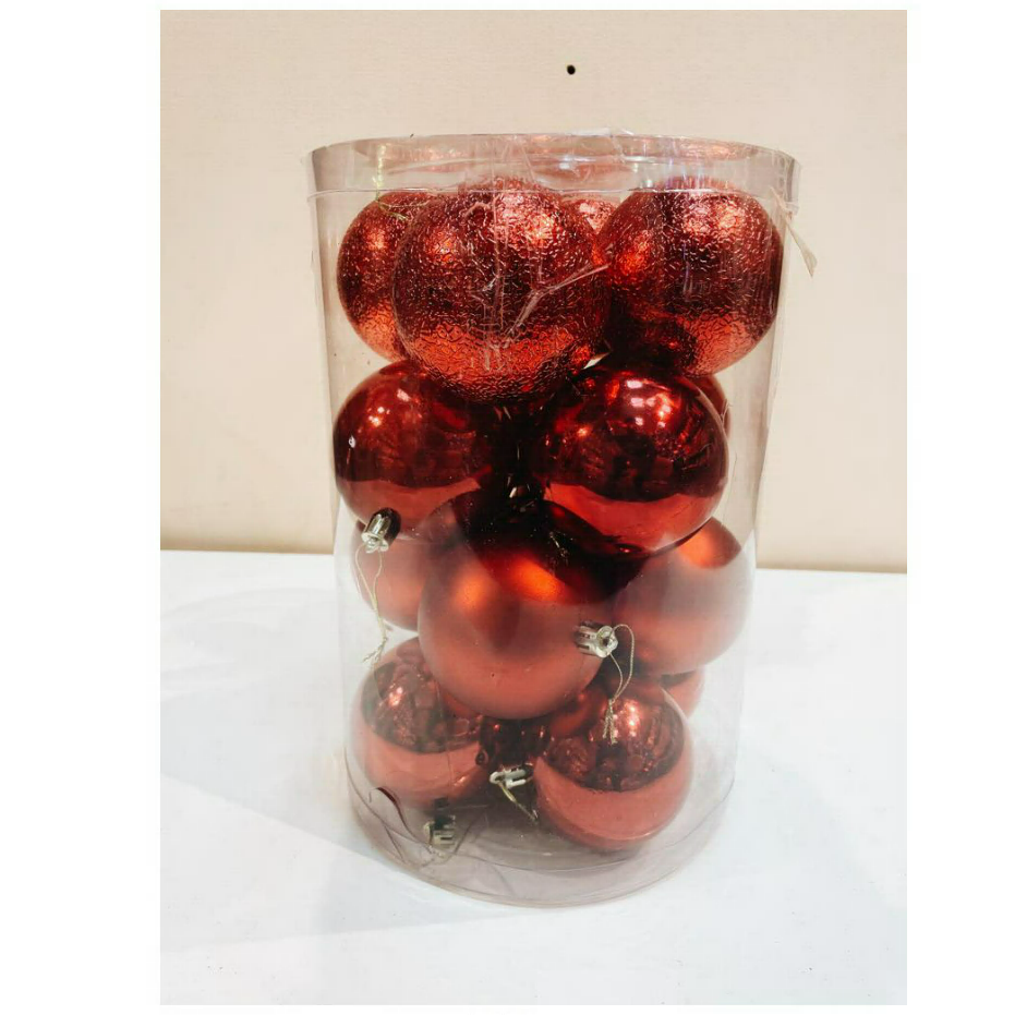 Изображение товара Набор елочных шаров China dans 80AGV16-01RED 8 см пластик красный 16 шт