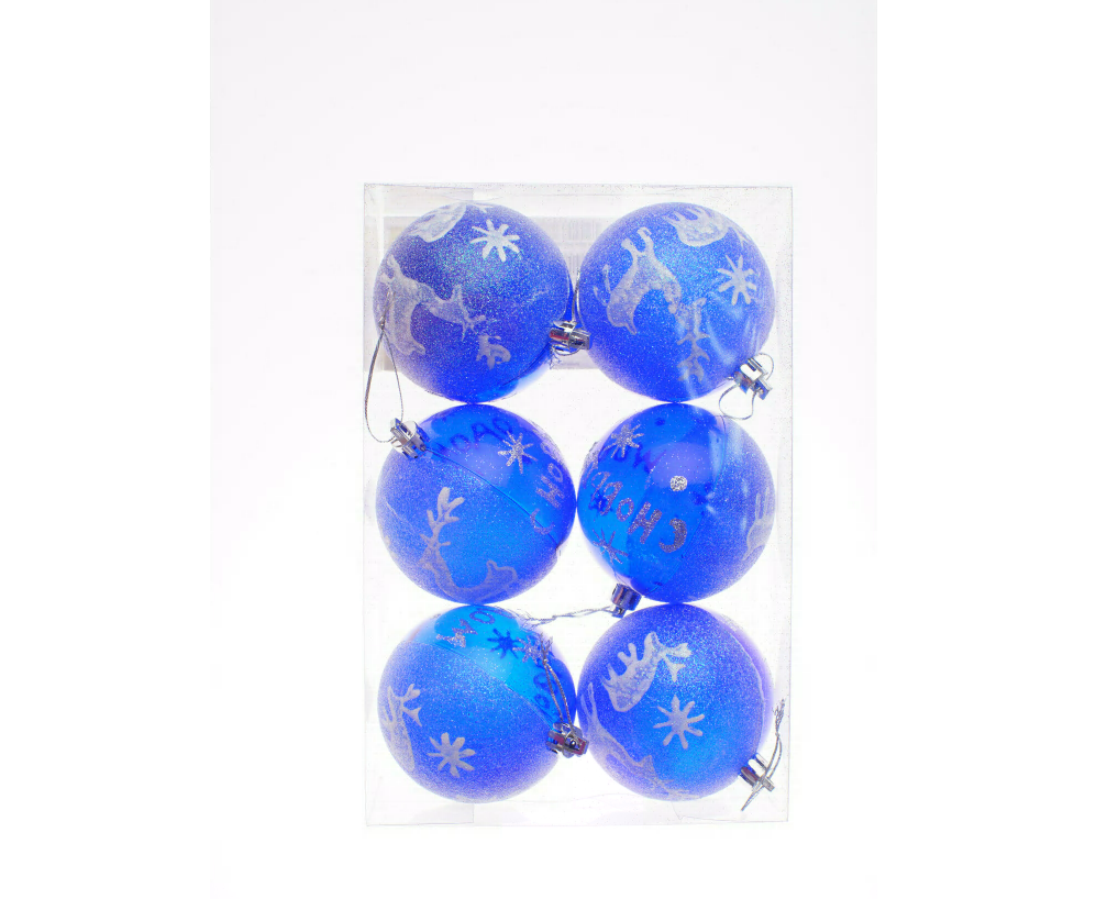 Изображение товара Набор елочных шаров CHINA DANS 8 см синий 6 шт