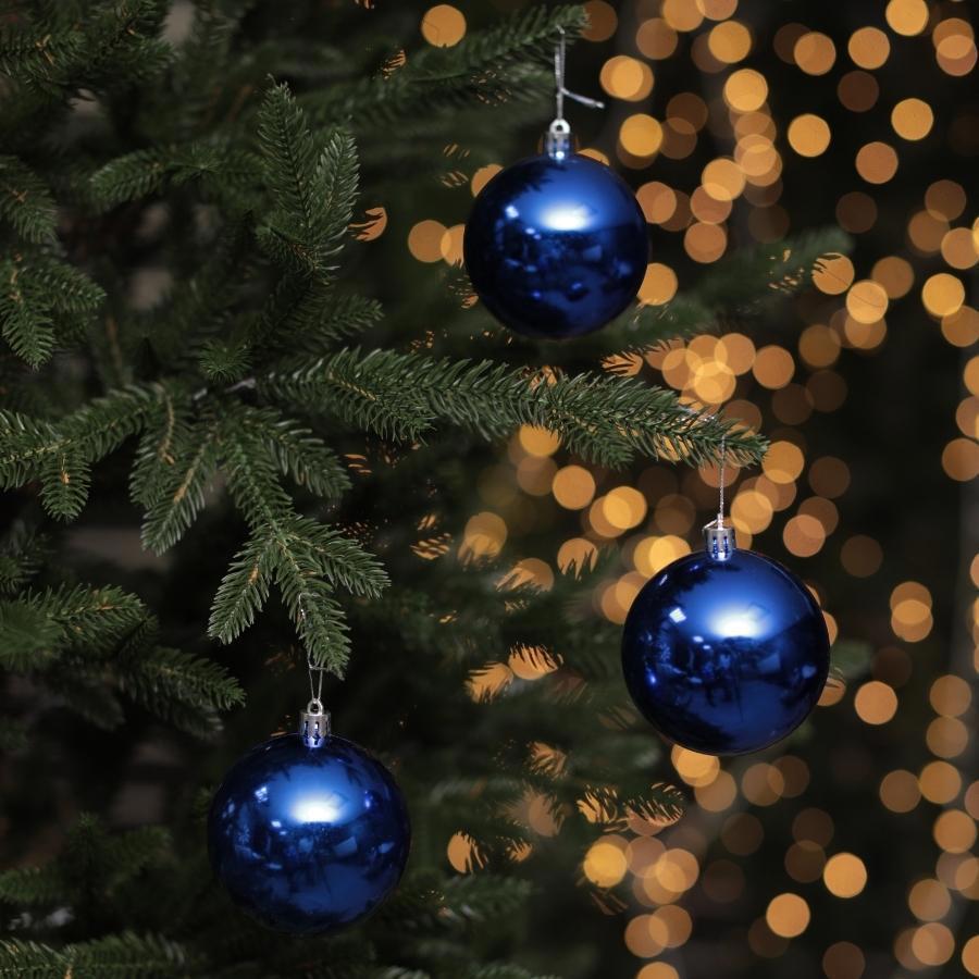 Изображение товара Набор елочных шаров China dans 16 штук синий диаметр 10 см пластиковые новогодние украшения