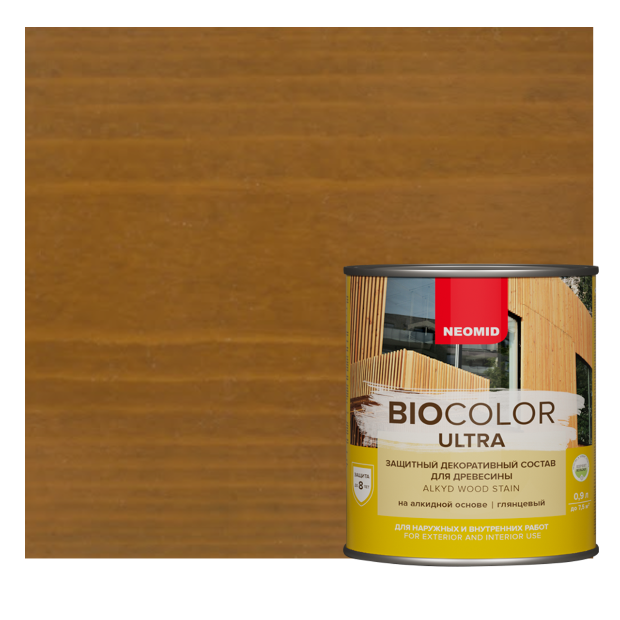 Изображение товара Защитный декоративный состав для дерева NEOMID BIO COLOR ULTRA глянцевый 0.9 л дуб