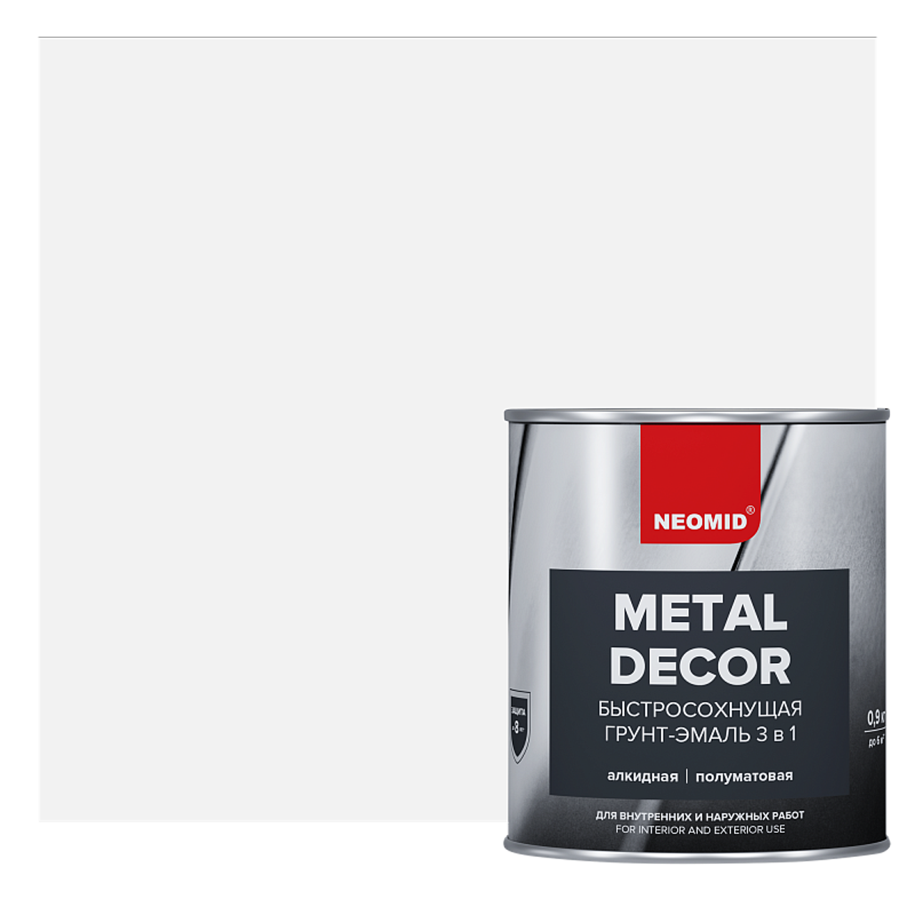 Изображение товара Грунт-эмаль 3в1 по ржавчине NEOMID METAL DECOR быстросохнущая полуматовая 0.9 л белый