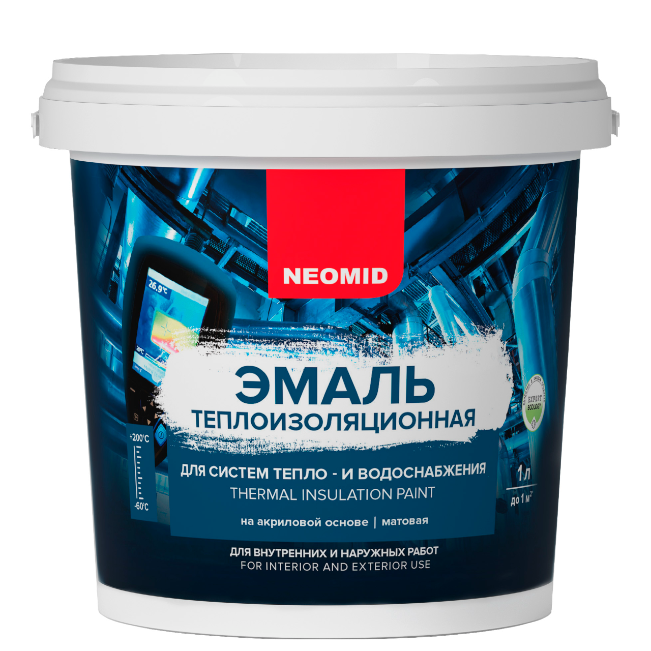 Изображение товара Эмаль теплоизоляционная NEOMID 1 л белый - защита от конденсата