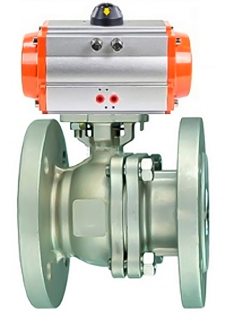 Изображение товара Кран шаровой с пневмоприводом DN.ru 1 1/4" 40 бар нержавеющая сталь фланцевый