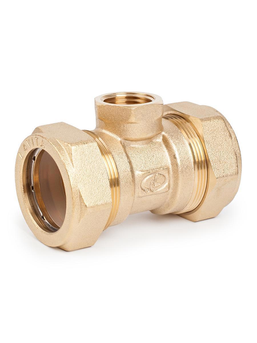 Изображение товара Латунный тройник Lavita 15x1/2"x15 мм ВР для систем водоснабжения и отопления