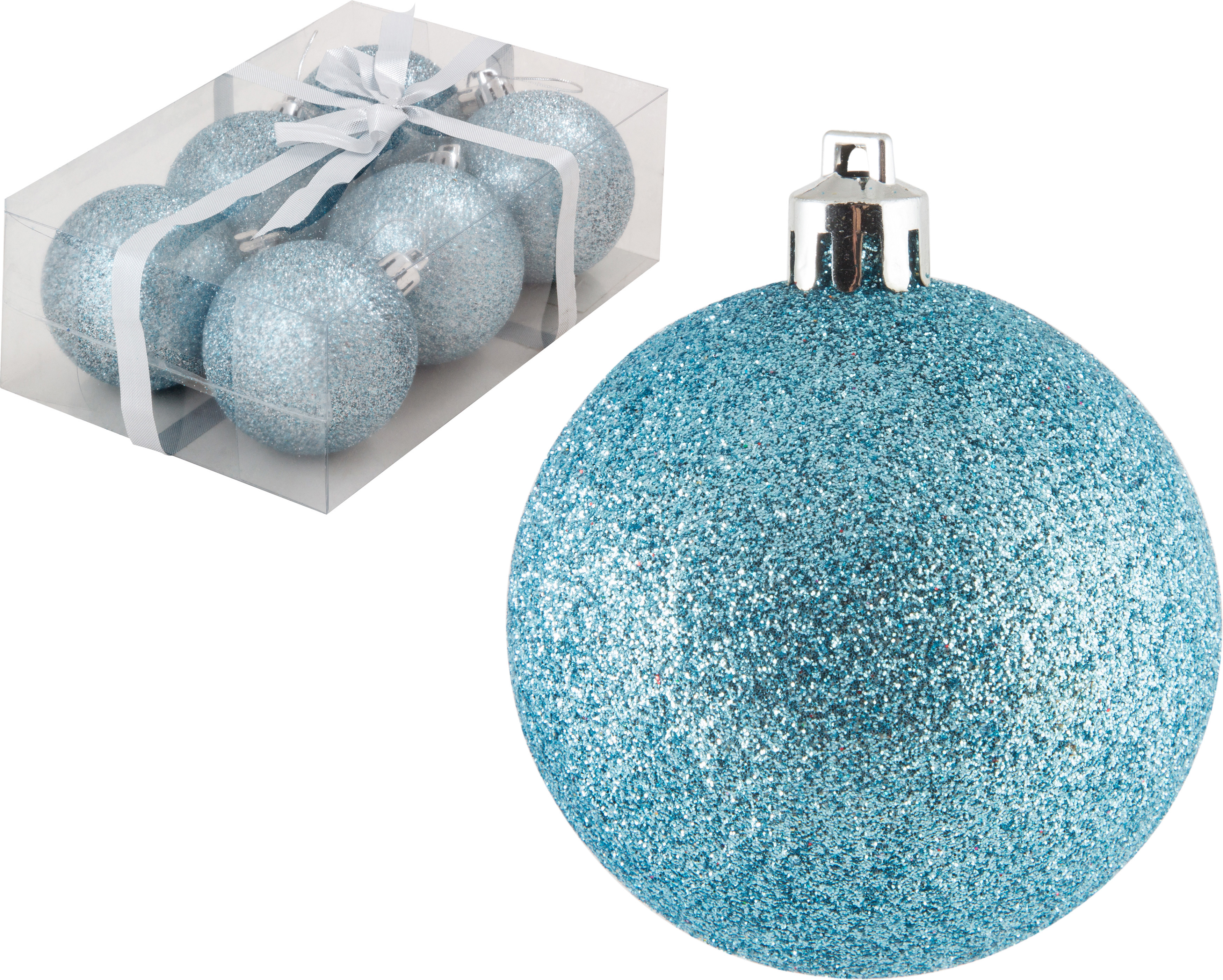 Изображение товара Набор елочных шаров Волшебная страна 001475 Pb6-6b-lb 6 см пластик синий 6 шт