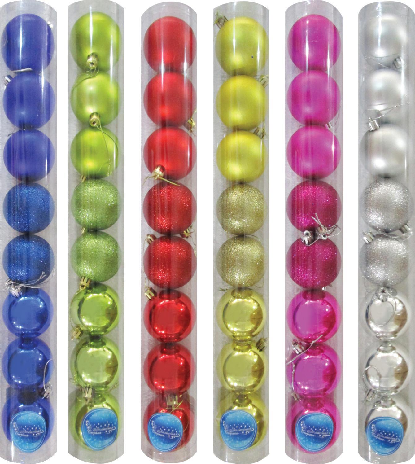 Изображение товара Набор елочных шаров Волшебная страна 8 шт разноцветных пластик 6 см