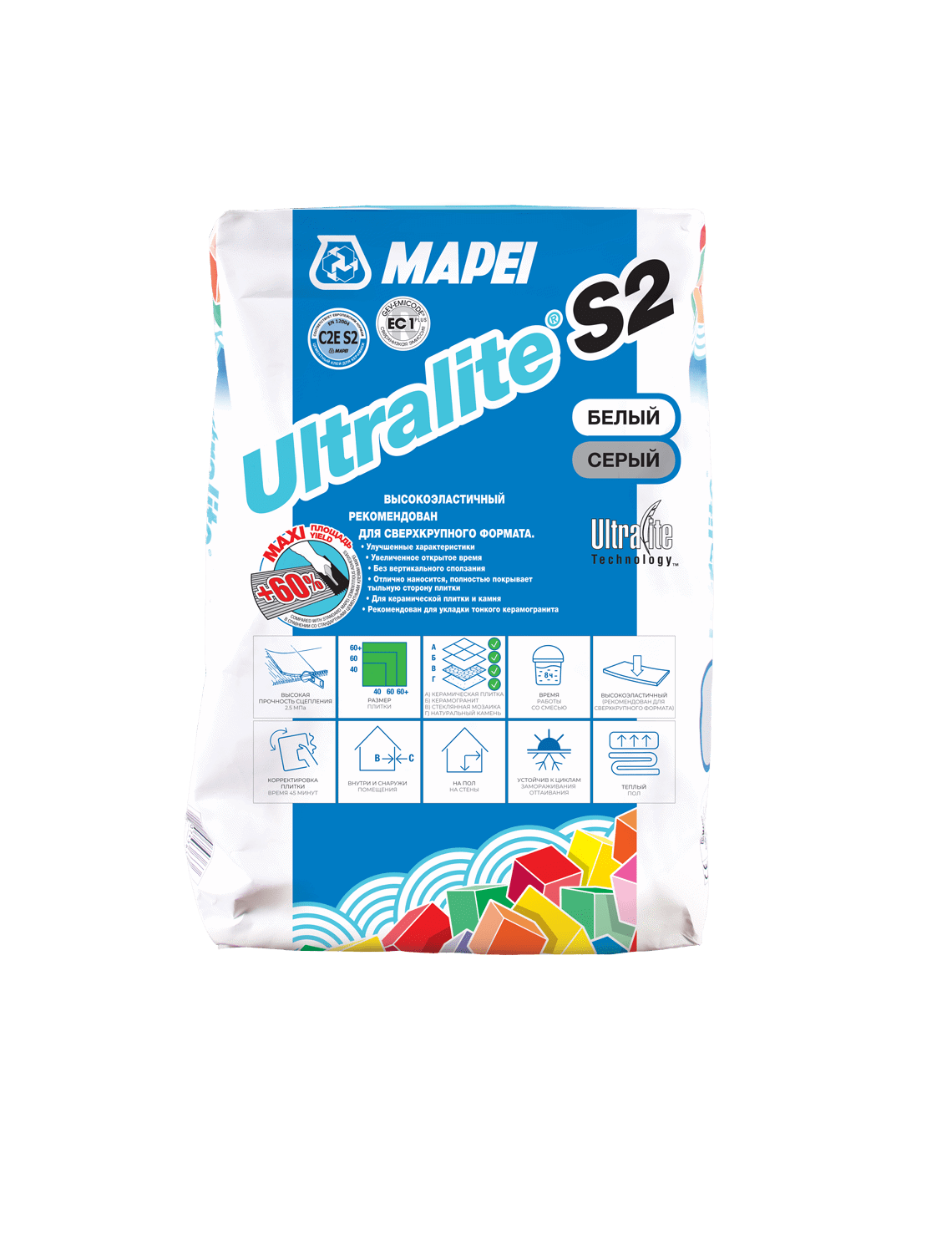 Изображение товара Клей Mapei Ultralite S2 серый 15кг