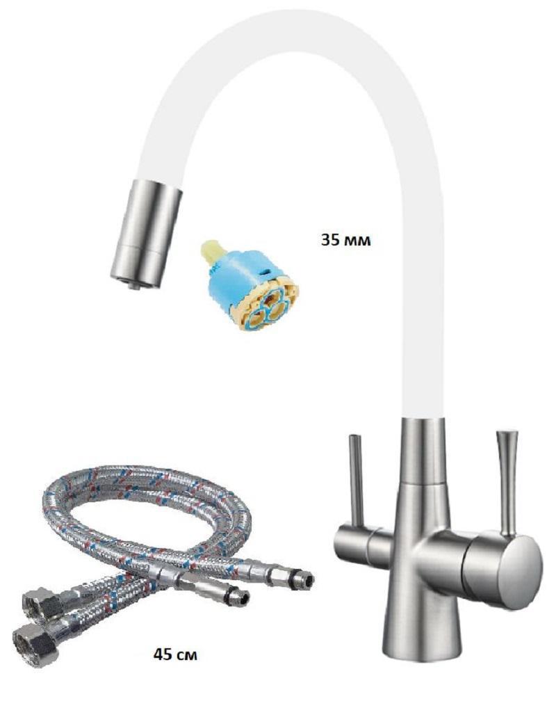 Изображение товара Смеситель для кухни однорычажный Oute T60003BL-0 латунь цвет белый