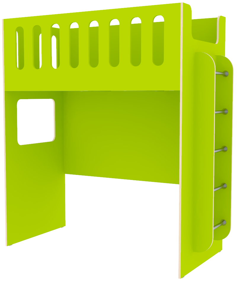 Изображение товара Кровать чердак Кариви Сказочный Домик 178.20x191.40x85.60 см из ЛДСП зеленая