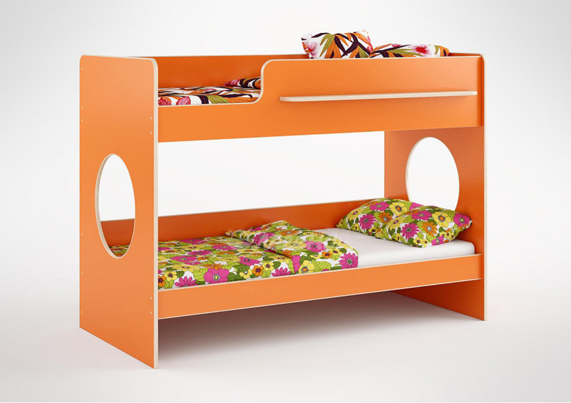 Изображение товара Двухъярусная кровать Кариви Сказка 185x136x80 см светлый дуб оранжевый