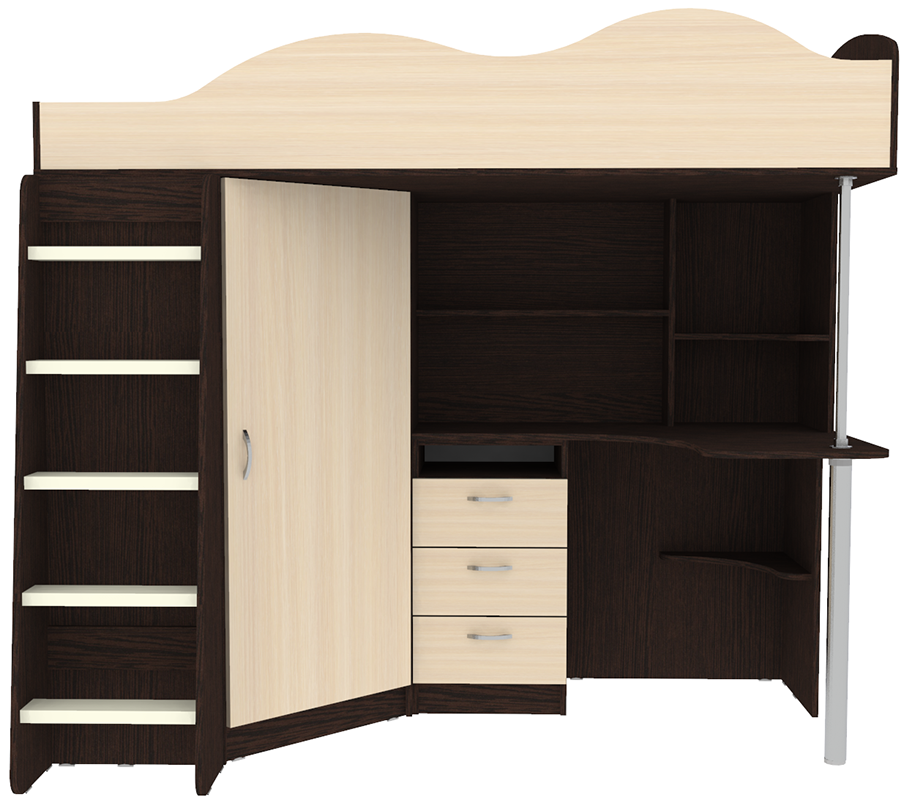 Изображение товара Кровать-чердак Кариви КИВи 193x170x88 см ЛДСП цвет венге/дуб молочный