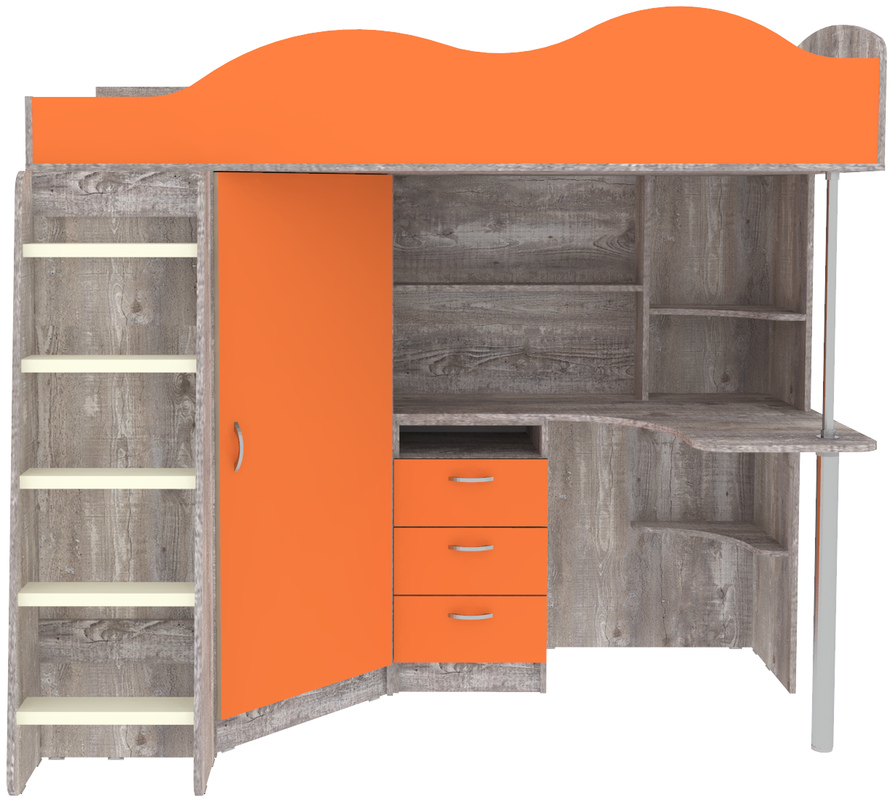 Изображение товара Кровать-чердак Кариви КИВи 193x170x88 см ЛДСП цвет бетон оранжевый