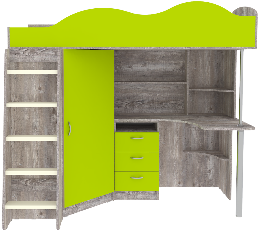 Изображение товара Кровать-чердак Кариви КИВи 193x170x88 см ЛДСП цвет бетон лайм Россия
