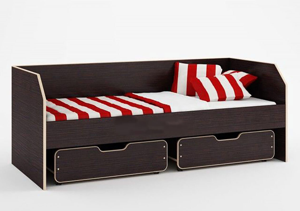 Изображение товара Кровать с ящиками Кариви Сказка 194x75x85 см ЛДСП цвет венге