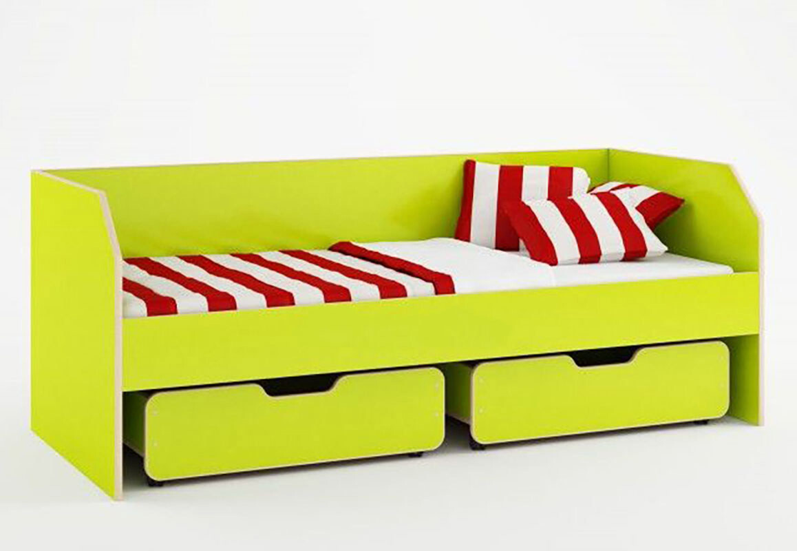 Изображение товара Детская кровать с ящиками Кариви Сказка Л-13 194x75x85 см лайм