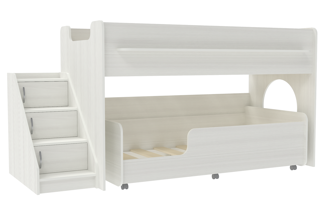 Изображение товара Кровать детская Кариви Сказка Л-23.4 226.20x120x90 см ЛДСП цвет белое дерево