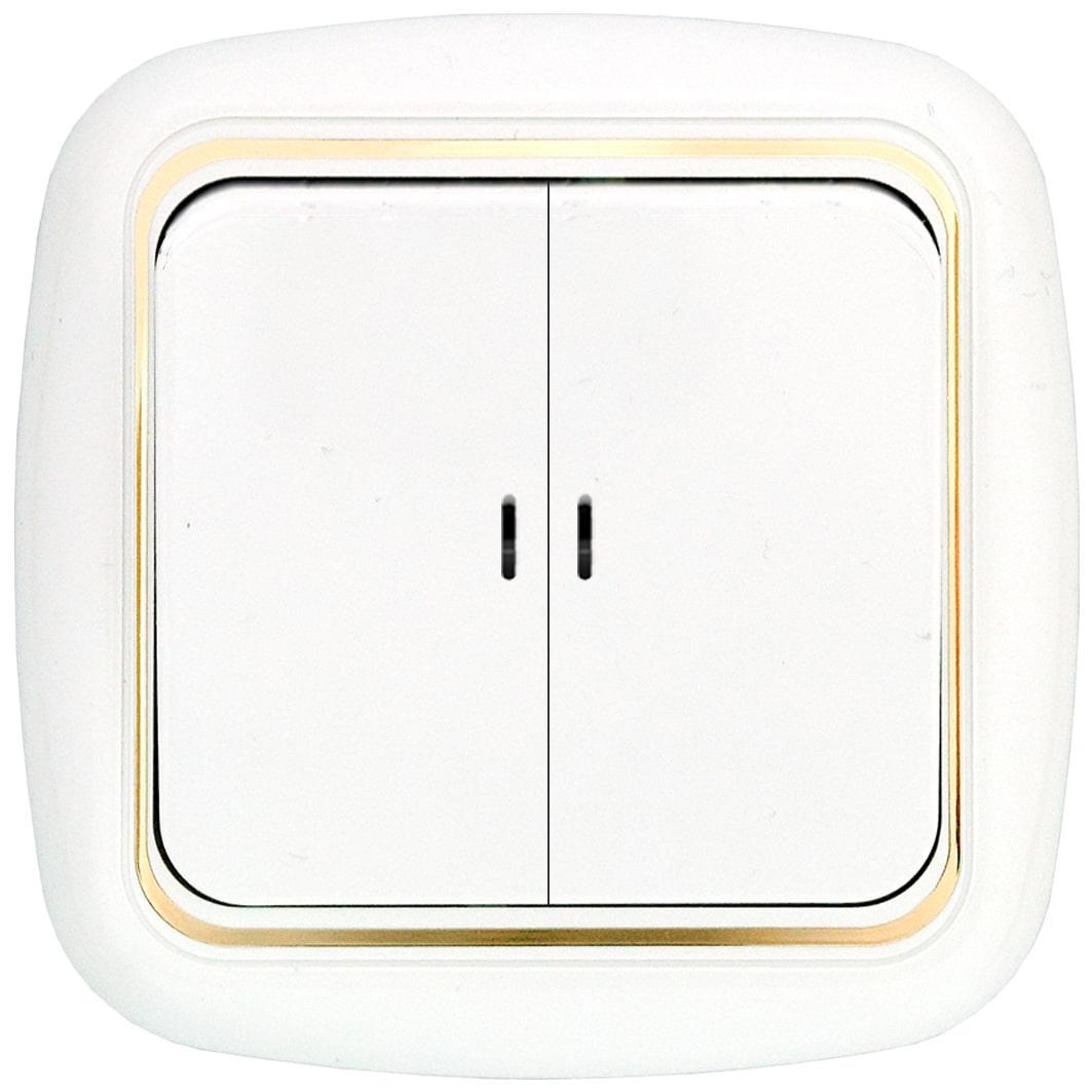 Изображение товара Выключатель BYLECTRICA Гармония люкс 2-клавишный белый С510-207 з