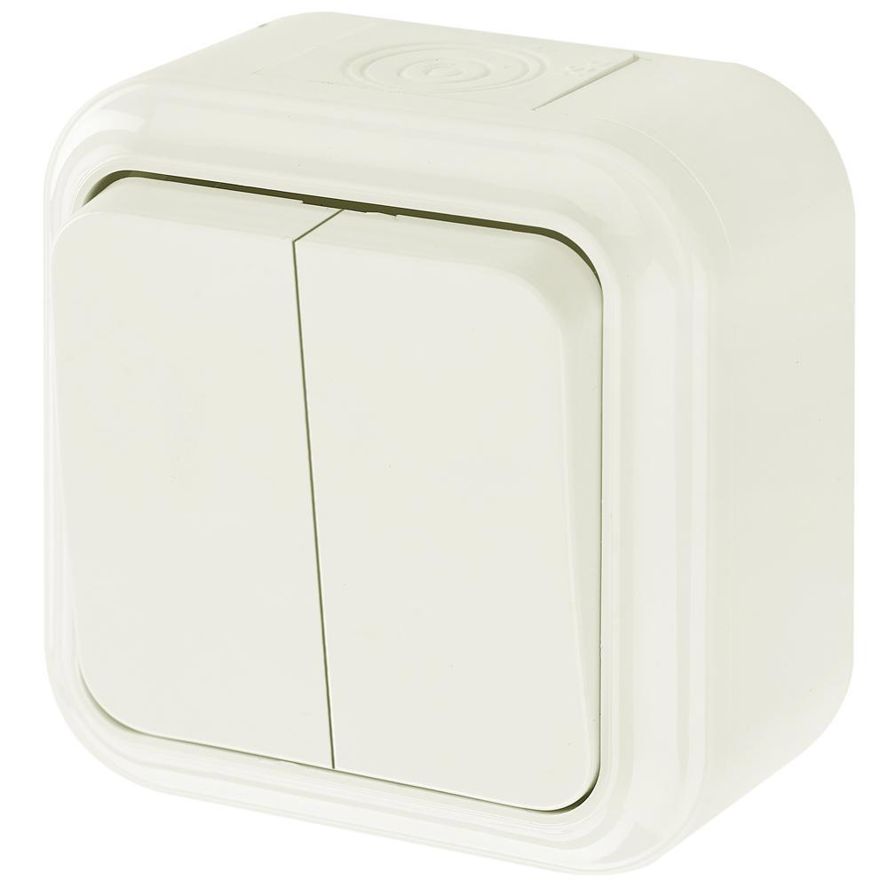 Изображение товара Выключатель накладной Bylectrica Пралеска аква А56-224 2 клавиша цвет бежевый