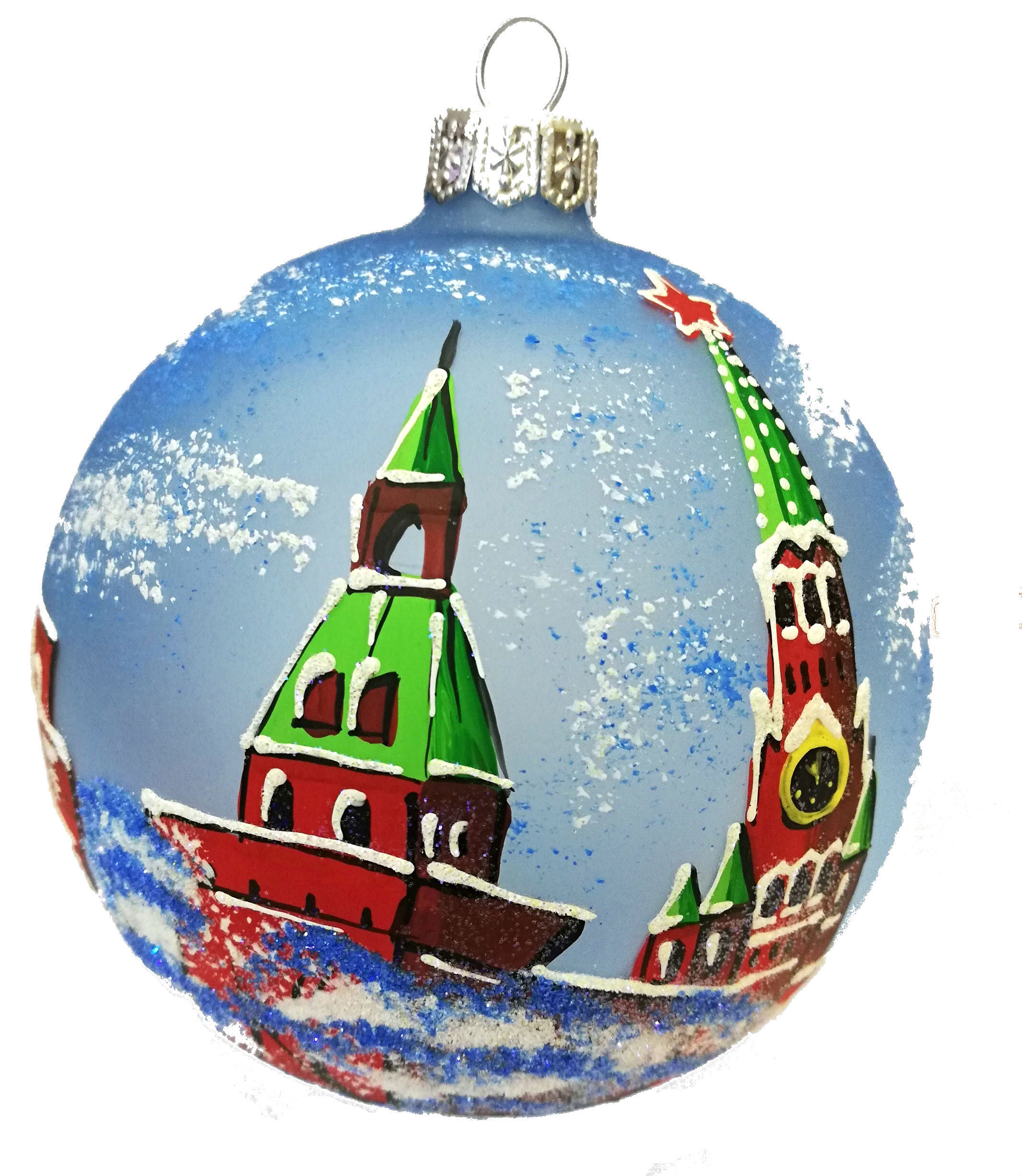 Изображение товара Елочный шар Коломеев КУ-100-195170 Московский кремль 10 см стекло разноцветный