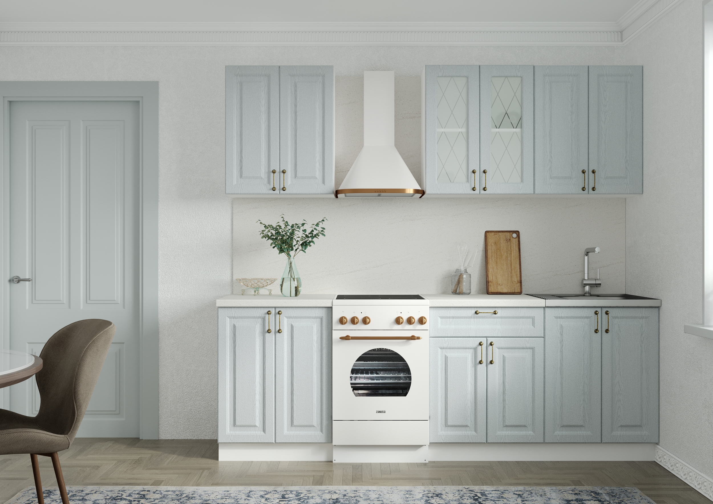 Изображение товара Кухонный гарнитур Сурская мебель Ницца 018 180x214x47.8 см МДФ цвет серый