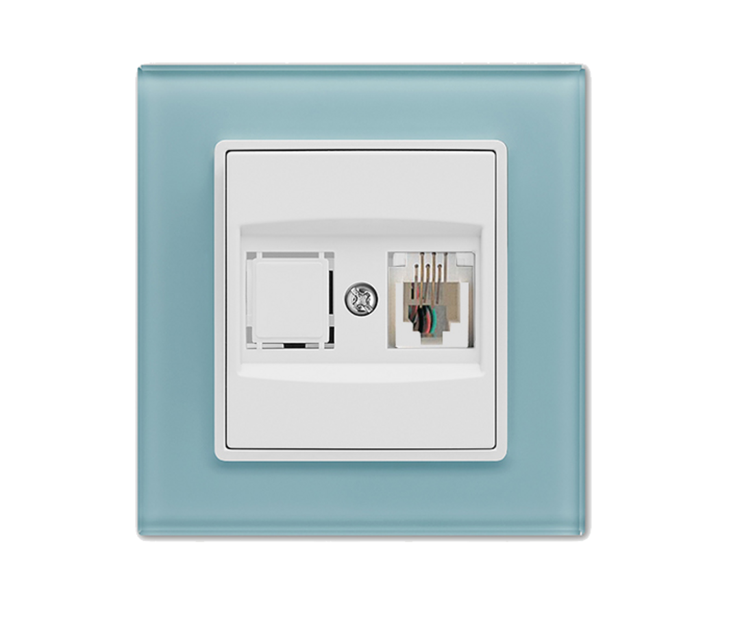 Изображение товара Встраиваемая телефонная розетка VESTA-ELECTRIC Exclusive Blue FRZMT040001SIN с заземлением