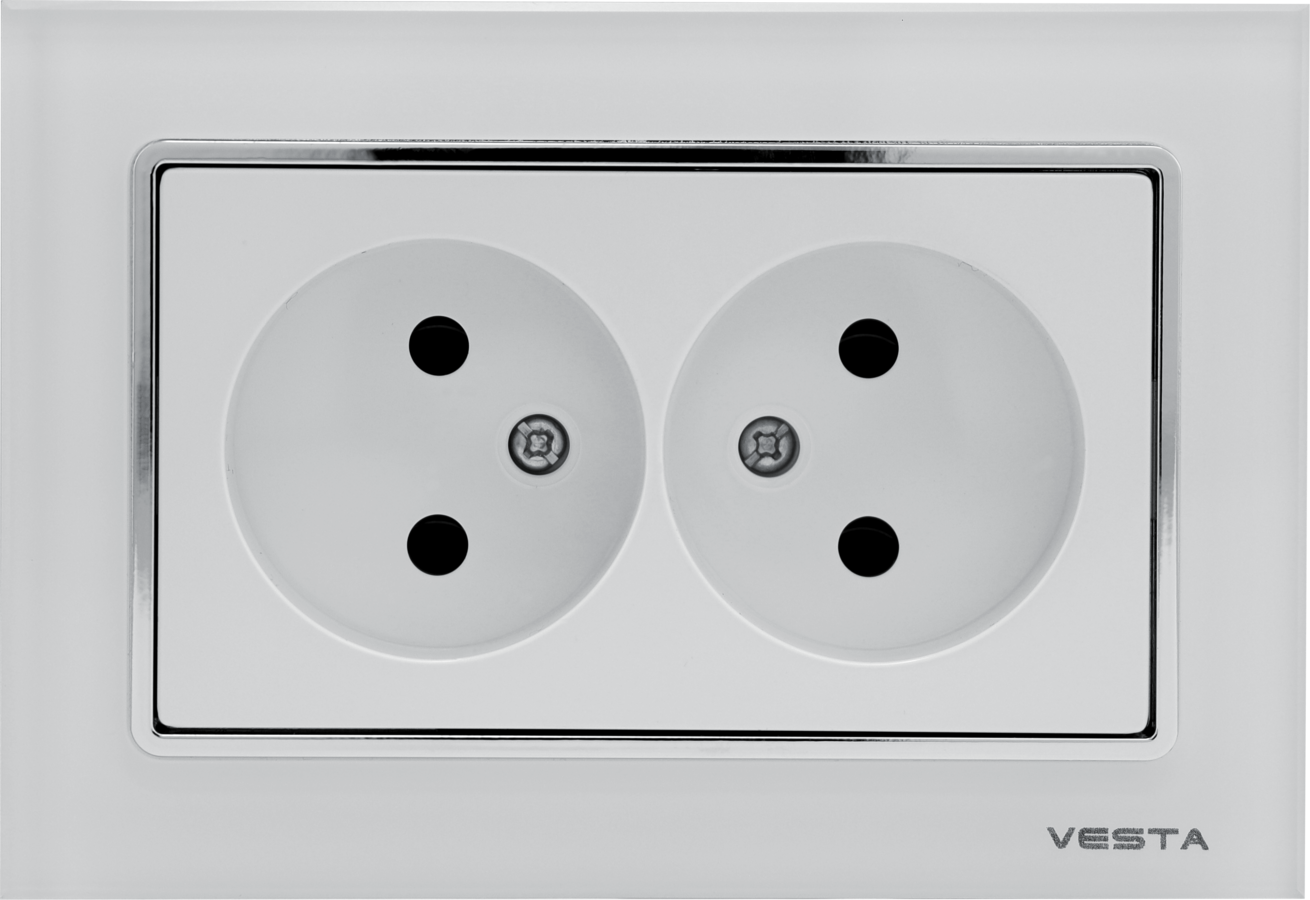 Изображение товара Розетка двойная встраиваемая Vesta electric Exclusive White FRZ00040010STL