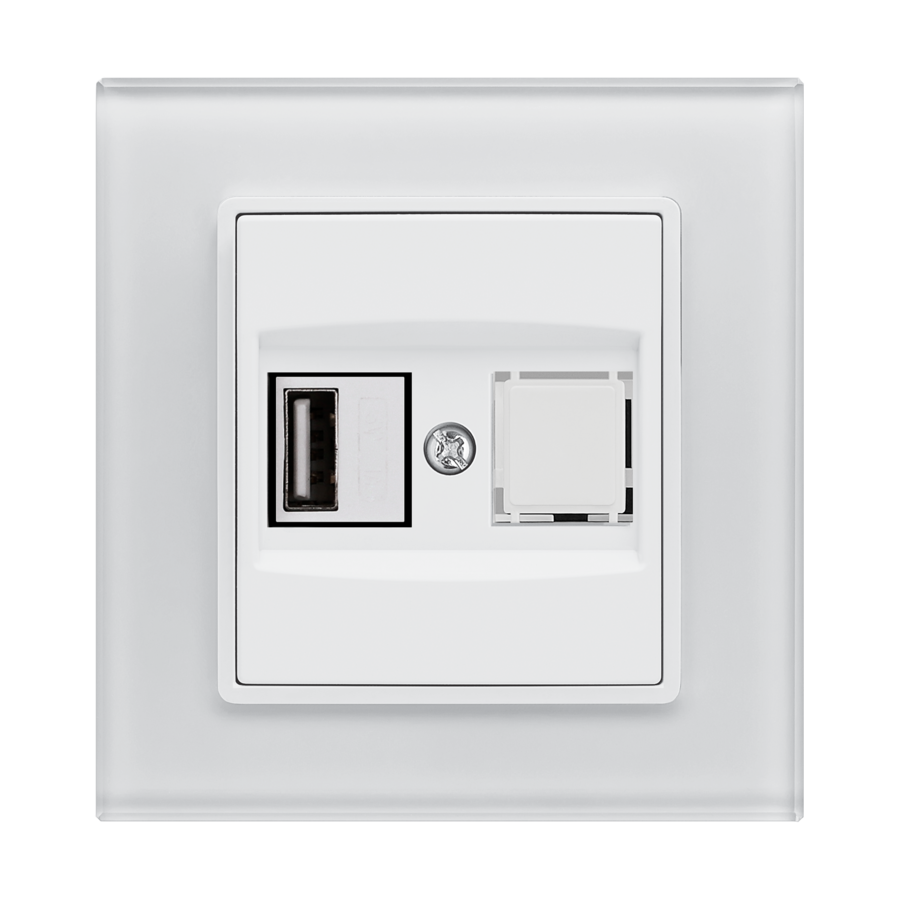 Изображение товара Розетка USB встраиваемая Vesta-electric Exclusive White FRZ00050501BEL с заземлением цвет белый