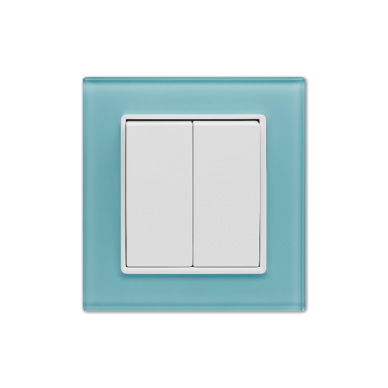 Изображение товара Выключатель встраиваемый Vesta-electric Exclusive Blue FVK050101SIN 2 клавиши цвет голубой