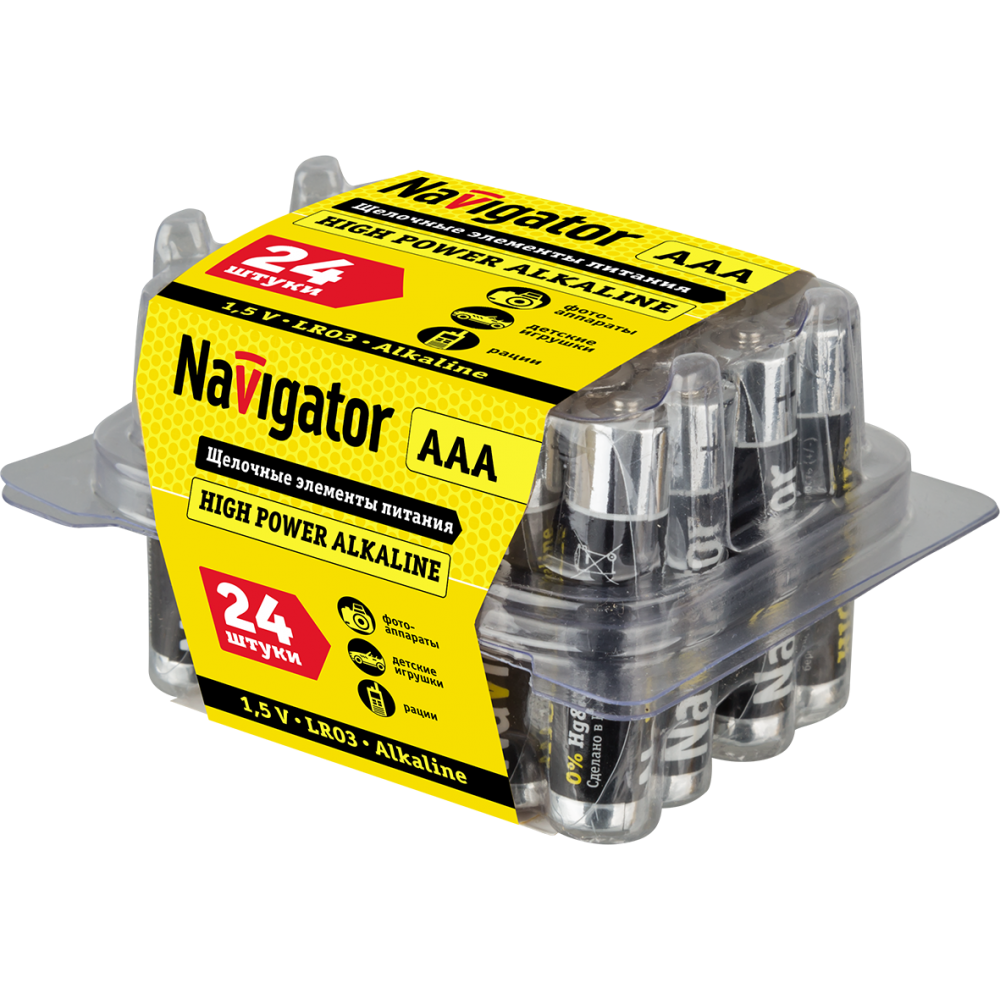 Изображение товара Батарейка Navigator алкалиновая 94 787 NBT-NE-LR03 LR03 AAA 24 шт.
