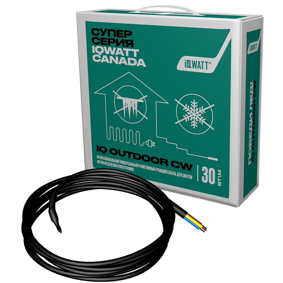 Изображение товара Греющий кабель для кровли и водостоков IQWATT IQ Outdoor CW 100 м 3000 Вт